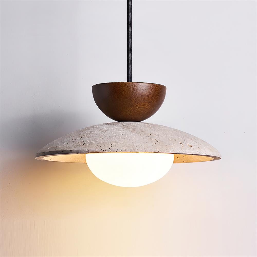 Naturalna lampa wisząca Ritta z trawertynu — nowoczesny design