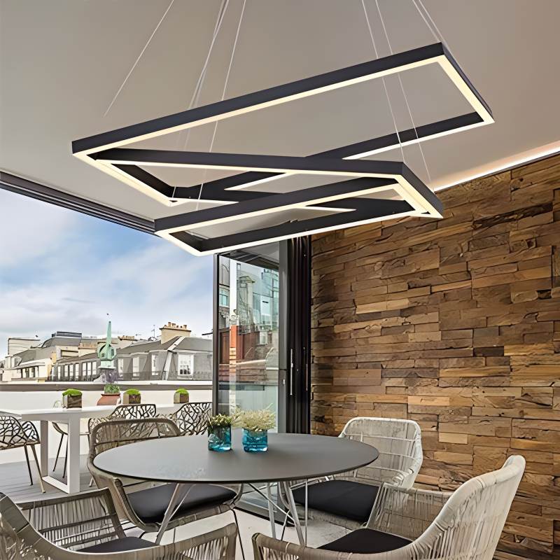 Moderni musta kerroksittainen suorakaiteen muotoinen kattokruunu - Orntli