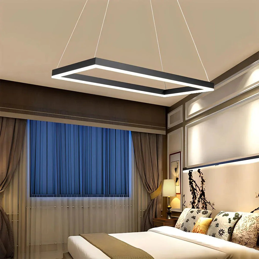 Moderni musta kerroksittainen suorakaiteen muotoinen kattokruunu - Orntli