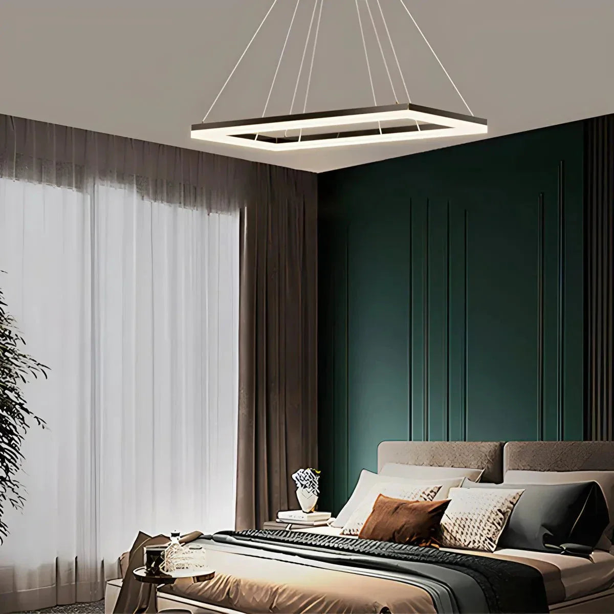 Moderni musta kerroksittainen suorakaiteen muotoinen kattokruunu - Orntli