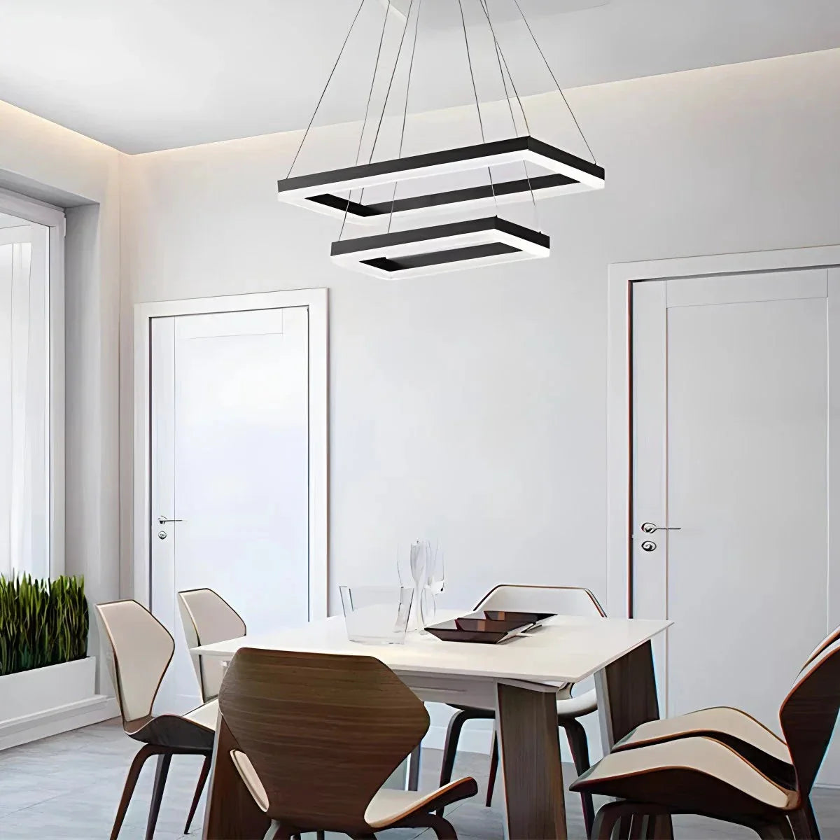 Moderni musta kerroksittainen suorakaiteen muotoinen kattokruunu - Orntli