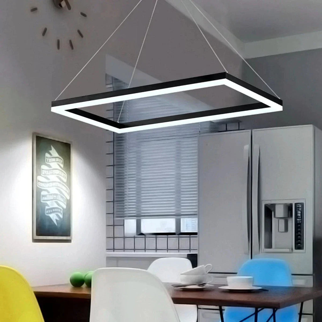 Moderni musta kerroksittainen suorakaiteen muotoinen kattokruunu - Orntli