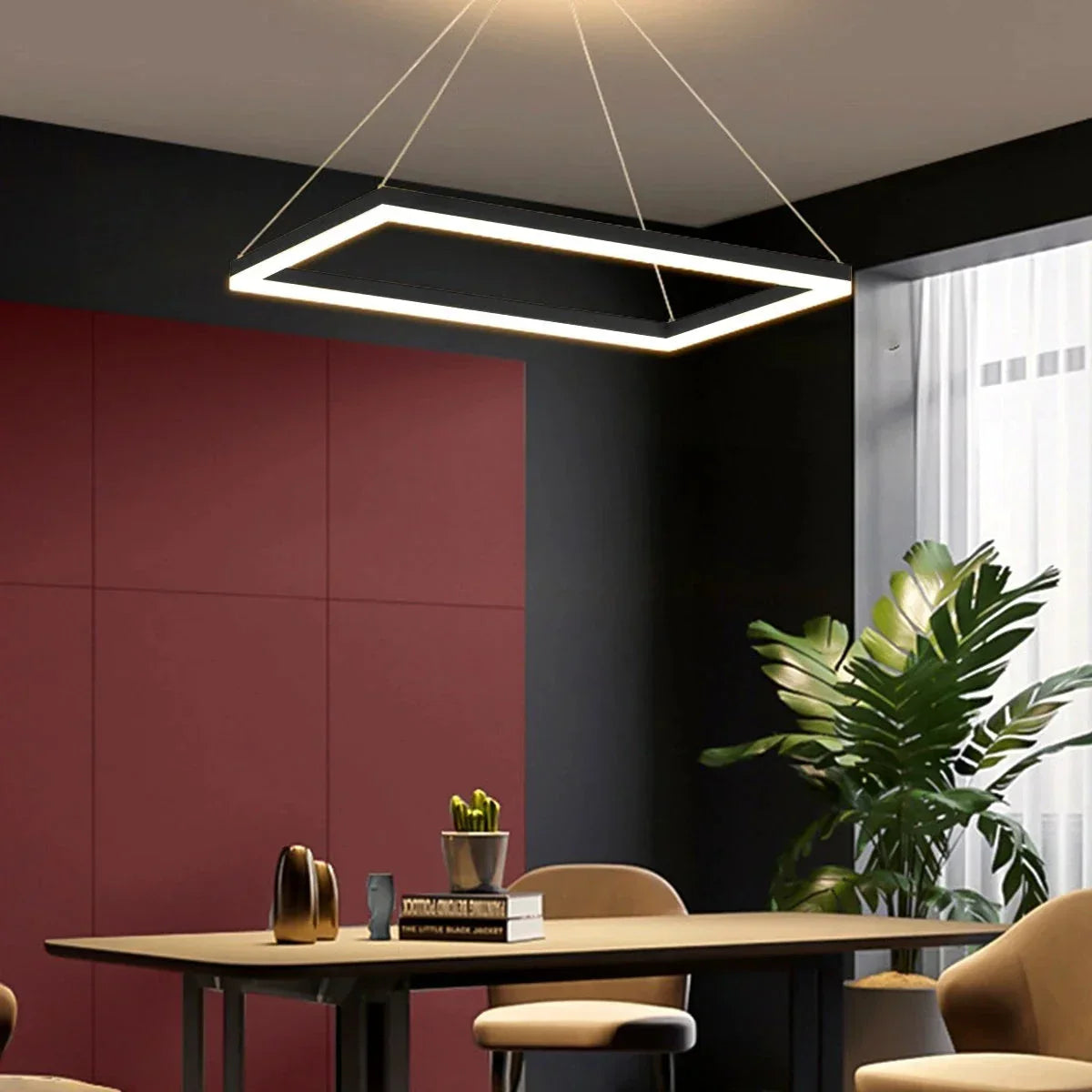 Moderni musta kerroksittainen suorakaiteen muotoinen kattokruunu - Orntli