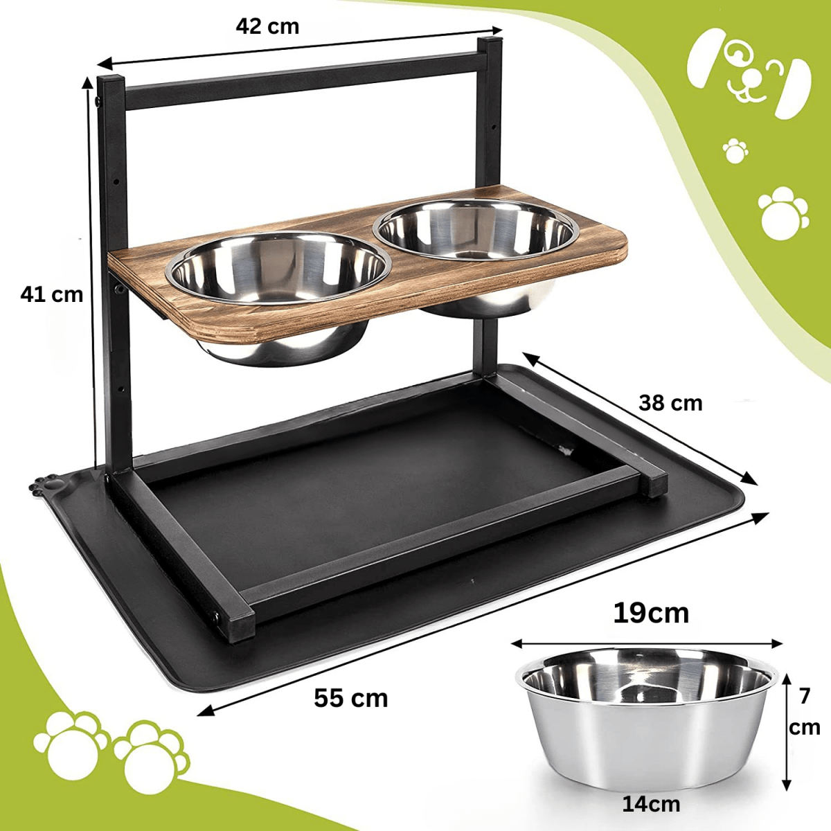Ergonomická krmná stanice HarmonyBowl pro psy s nerezovými miskami