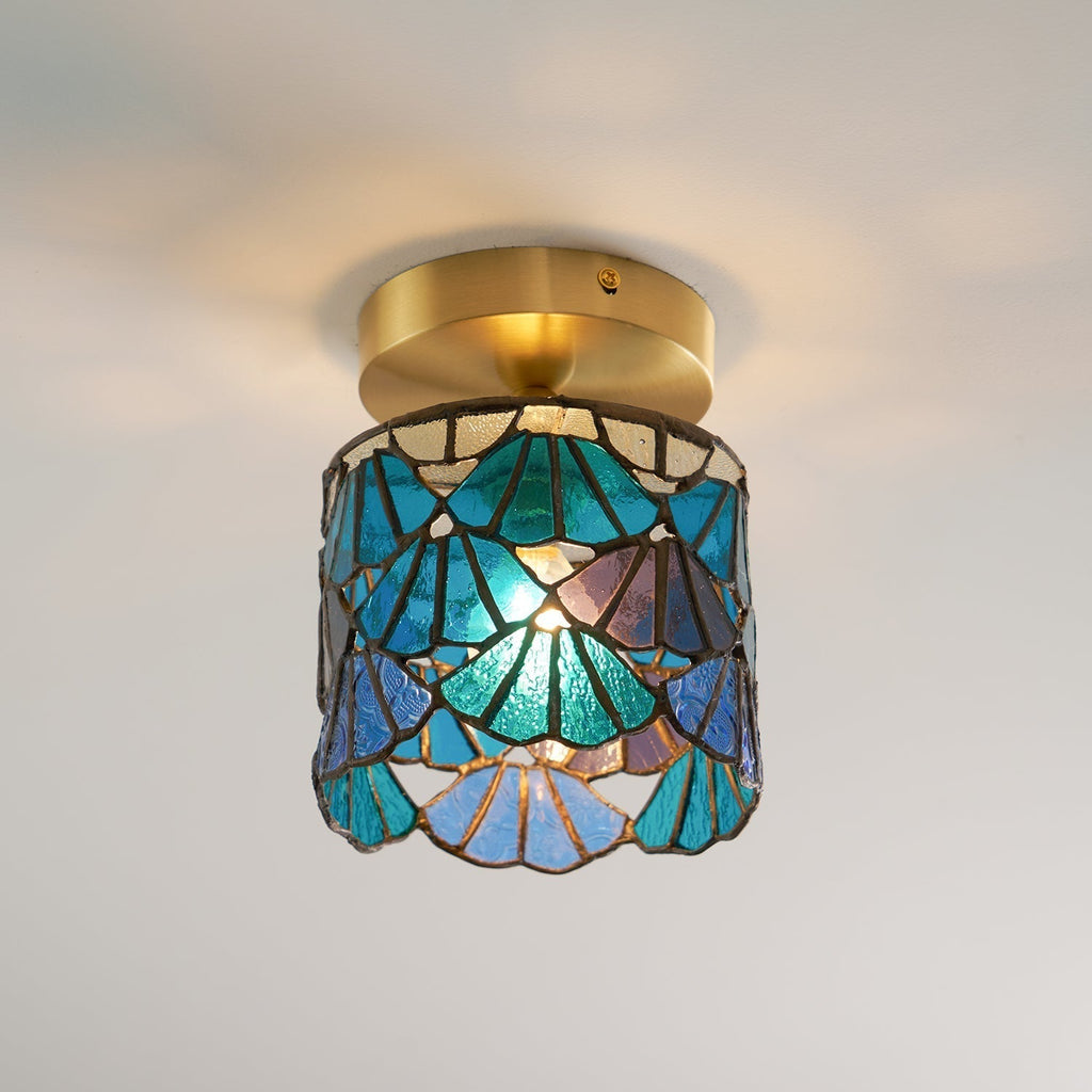 Lampada da soffitto ad aderenza Bloom — paralume in vetro colorato