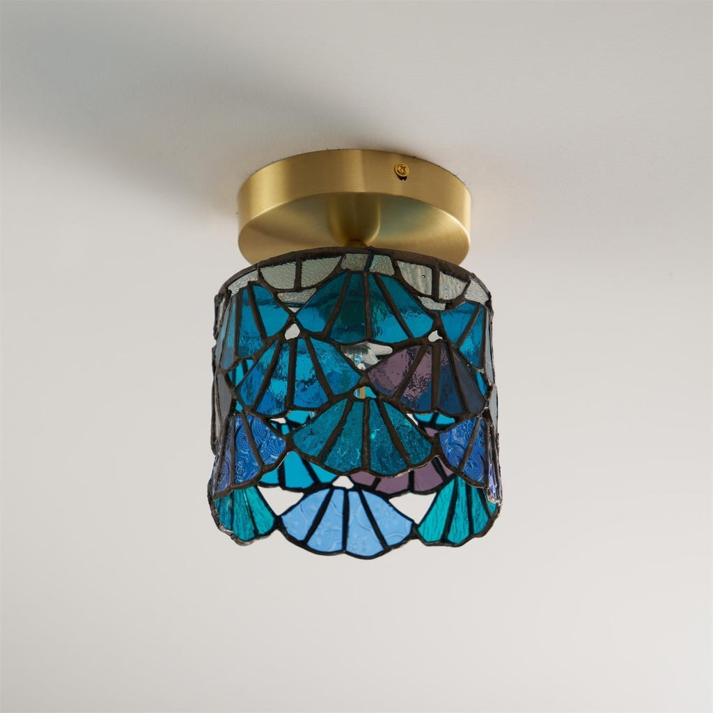 Lampada da soffitto ad aderenza Bloom — paralume in vetro colorato