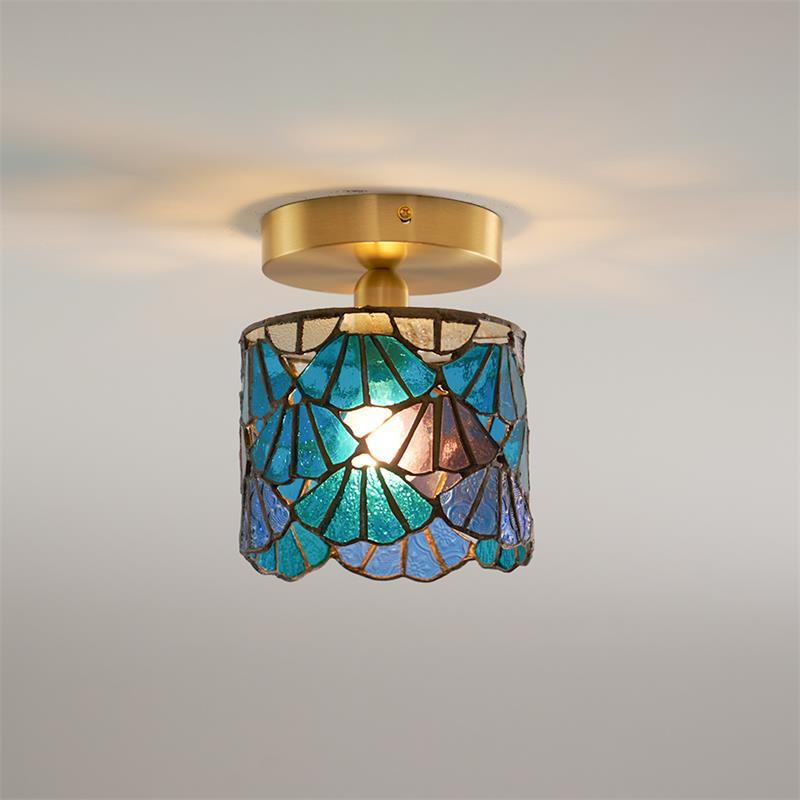 Lampada da soffitto ad aderenza Bloom — paralume in vetro colorato