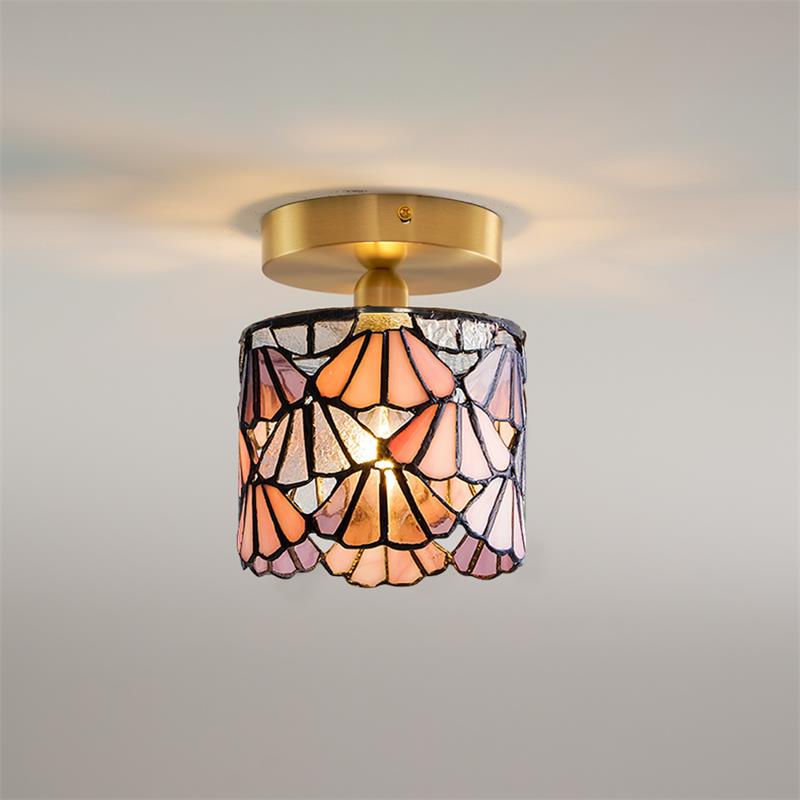 Lampada da soffitto ad aderenza Bloom — paralume in vetro colorato