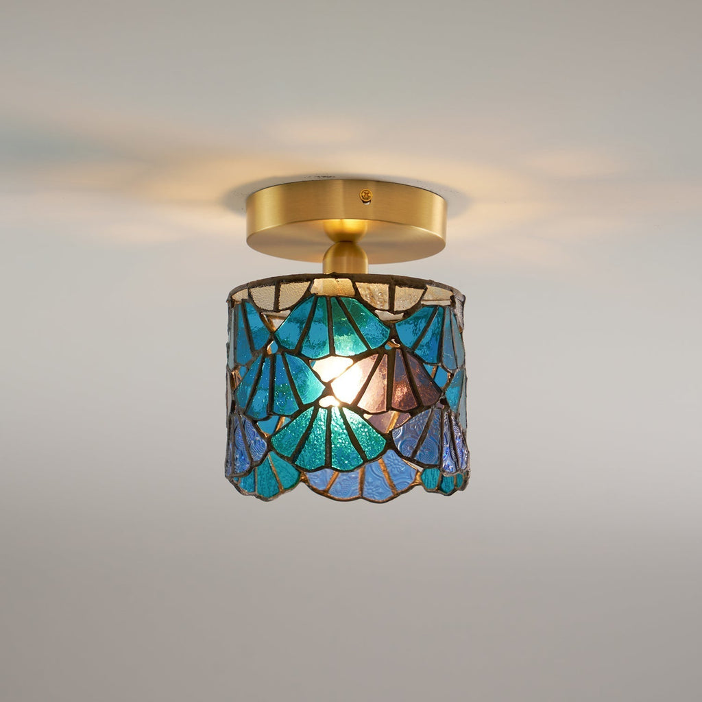 Lampada da soffitto ad aderenza Bloom — paralume in vetro colorato