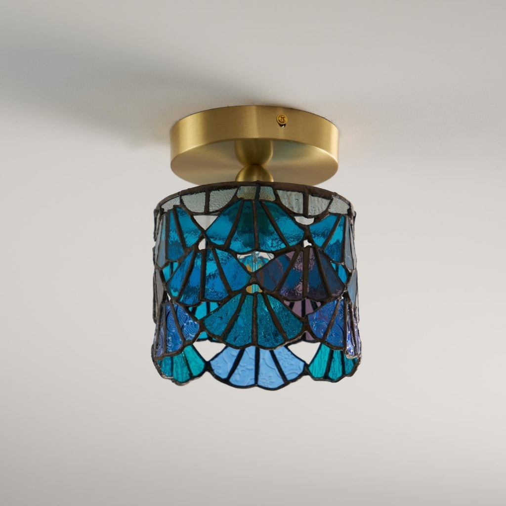 Lampada da soffitto ad aderenza Bloom — paralume in vetro colorato