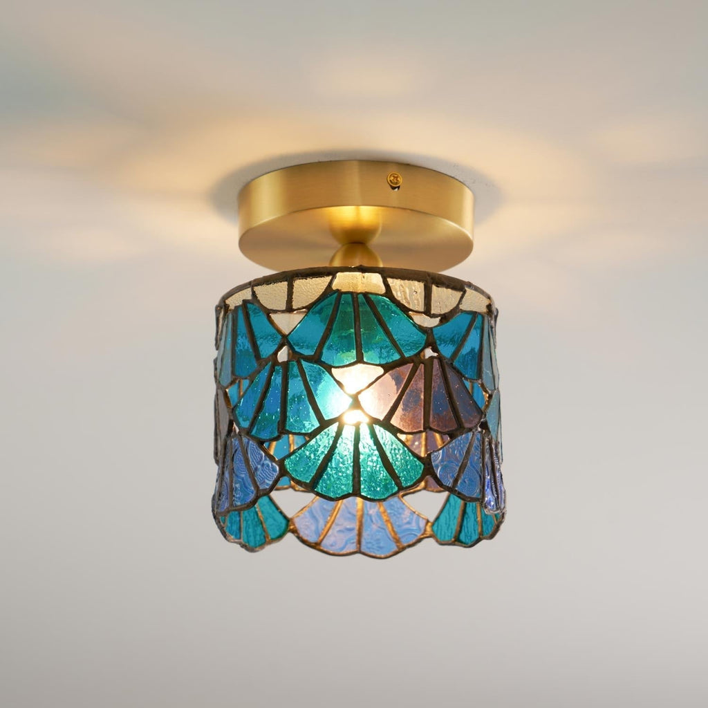 Lampada da soffitto ad aderenza Bloom — paralume in vetro colorato