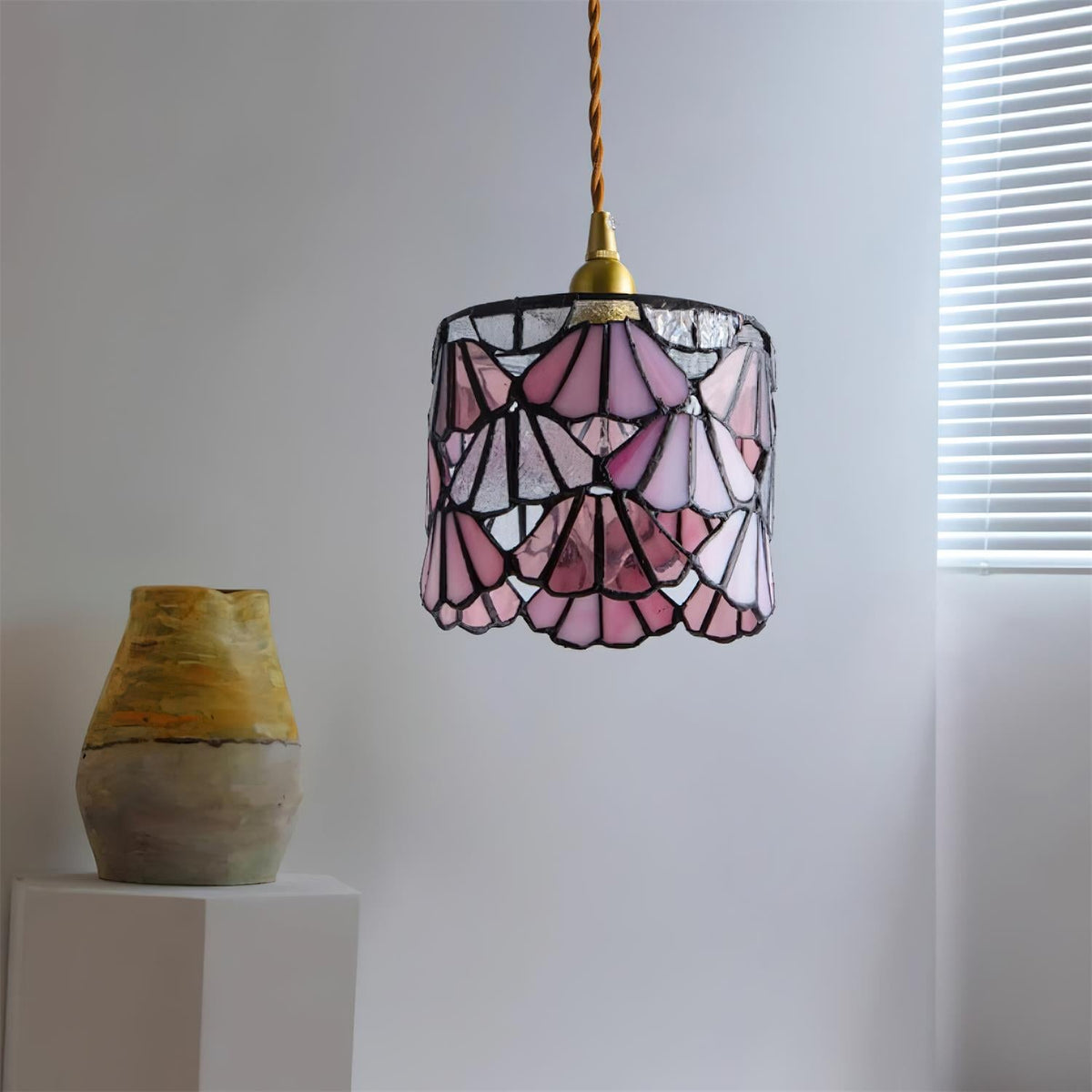 Klassisk Tiffany-pendellampe — fast installation E14, diameter 5.3″