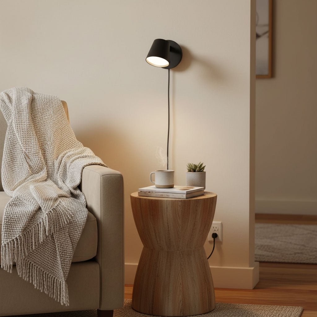 Lampada da parete Tip Plug-In — Testa e braccio regolabili, interruttore sul cavo