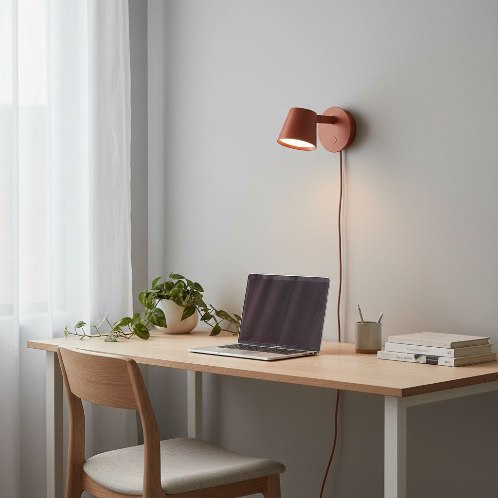Lampada da parete Tip Plug-In — Testa e braccio regolabili, interruttore sul cavo