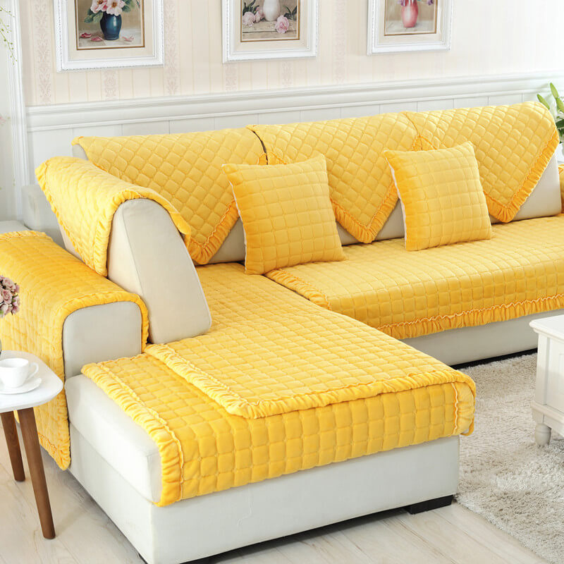 Ecksofa-Bezug, rutschfester Sofabezug, komfortabler Schutz und ästhetischer Samtsofabdeckungen für 3-Kissen-Sofa, Zweisitzer, Relaxsessel, L-förmige Armlehne und Rückenlehne