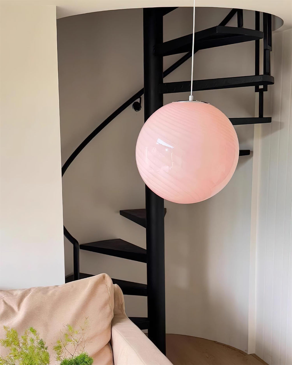 Joliv Glass Globe Pendant Lamp — Hardwired Dimmable Fixture, Blue/Pink/Yellow