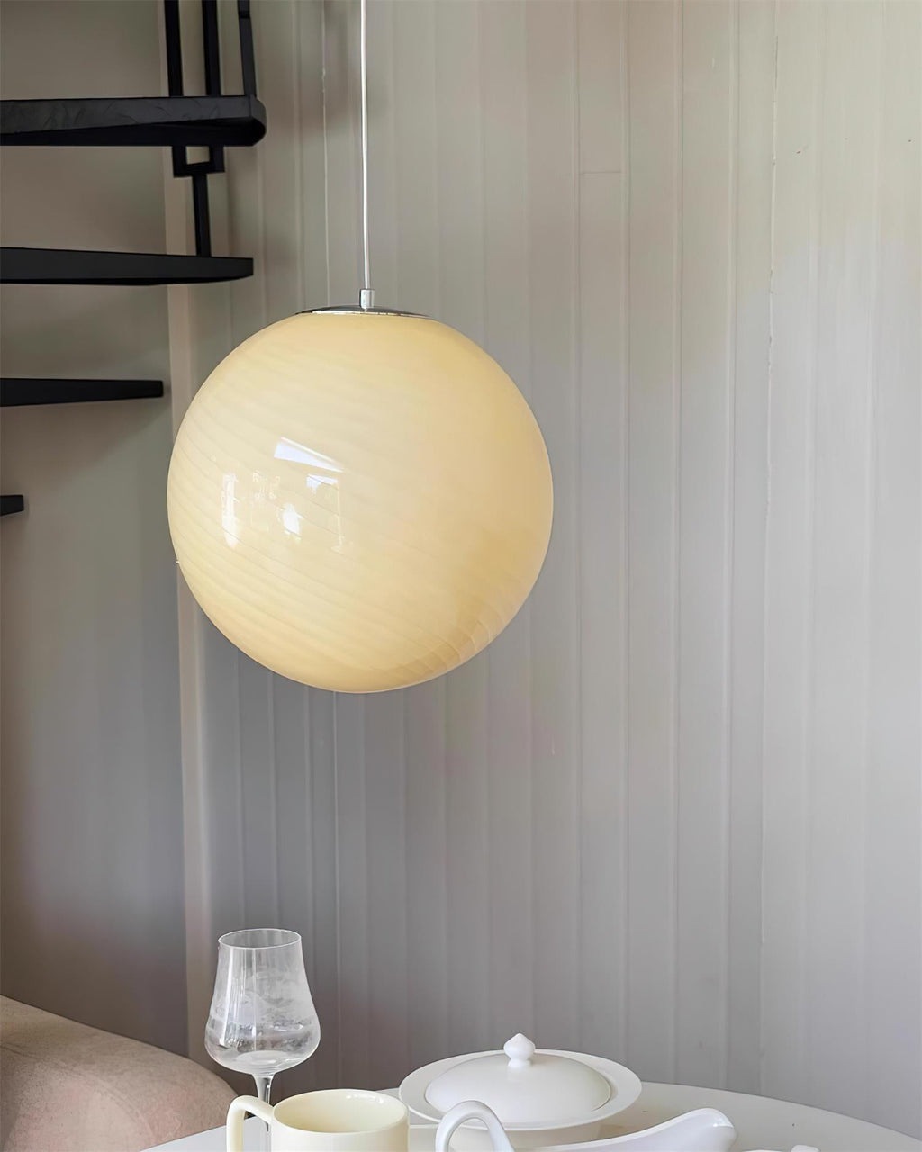 Joliv Glass Globe Pendant Lamp — Hardwired Dimmable Fixture, Blue/Pink/Yellow