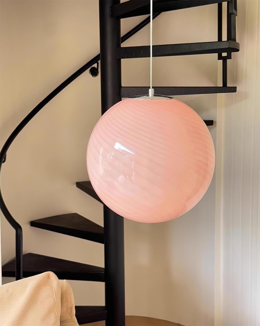 Joliv Glass Globe Pendant Lamp — Hardwired Dimmable Fixture, Blue/Pink/Yellow