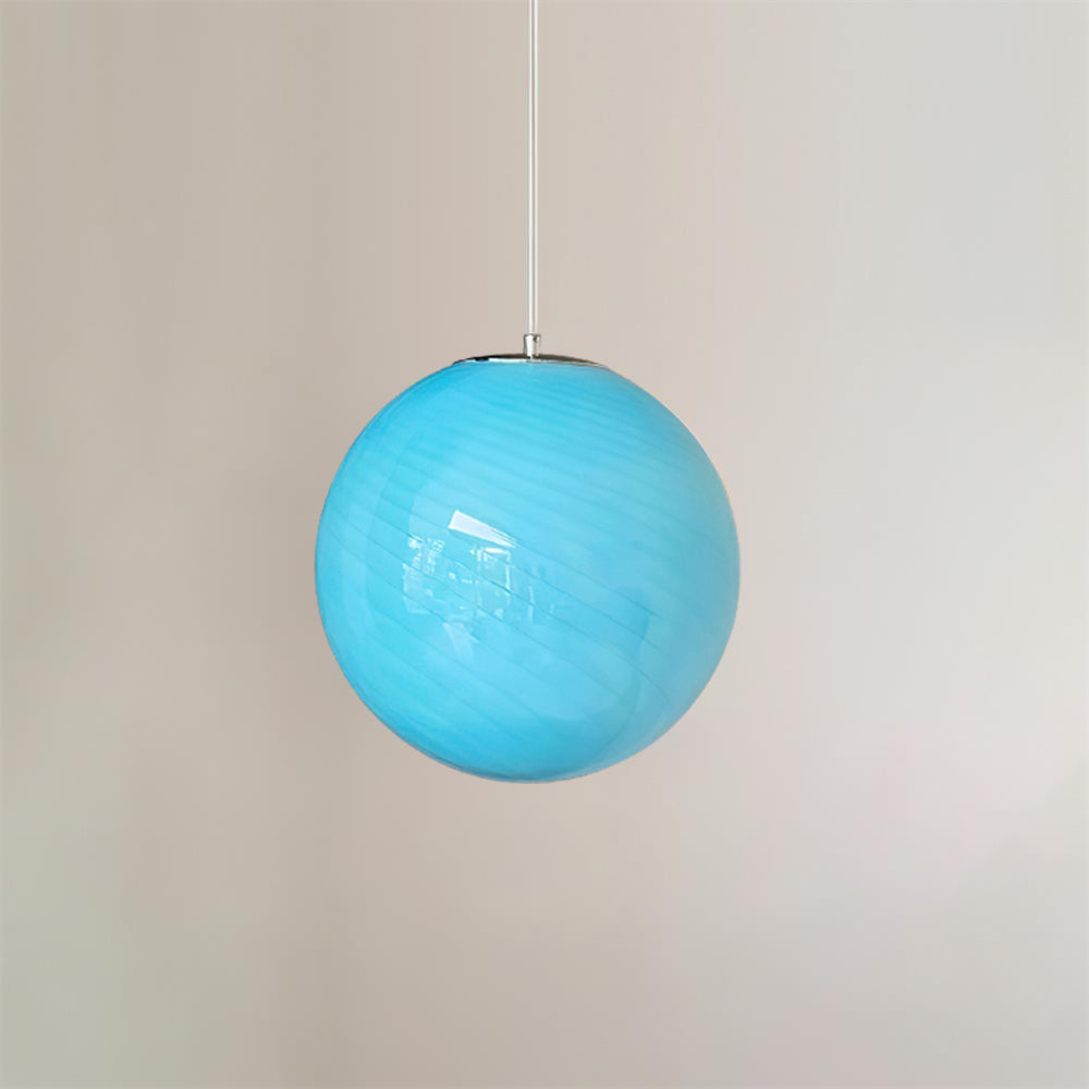 Joliv Glass Globe Pendant Lamp — Hardwired Dimmable Fixture, Blue/Pink/Yellow
