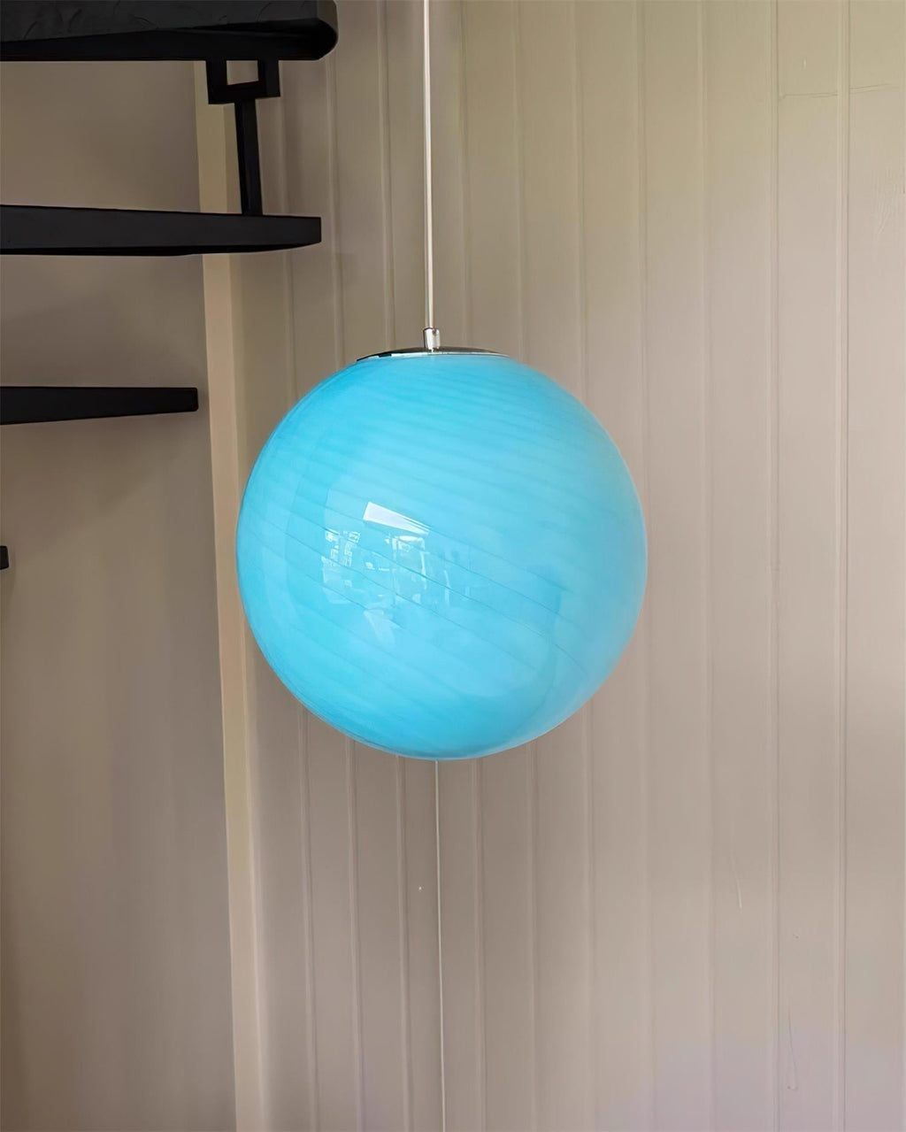 Joliv Glass Globe Pendant Lamp — Hardwired Dimmable Fixture, Blue/Pink/Yellow