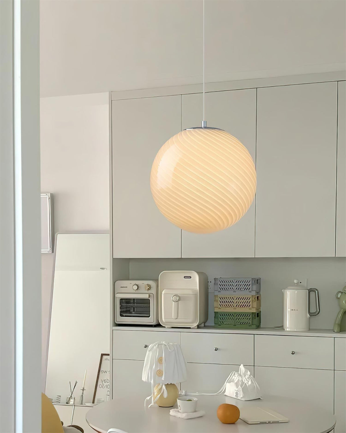Joliv Glass Globe Pendant Lamp — Hardwired Dimmable Fixture, Blue/Pink/Yellow