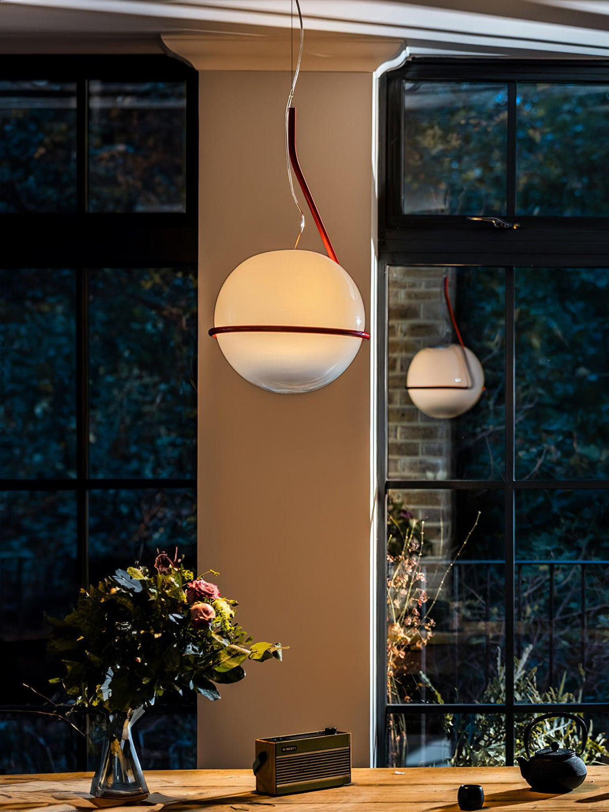 Runde minimalistische Glas-Deckenpendelleuchte — 40W E26-Fassung