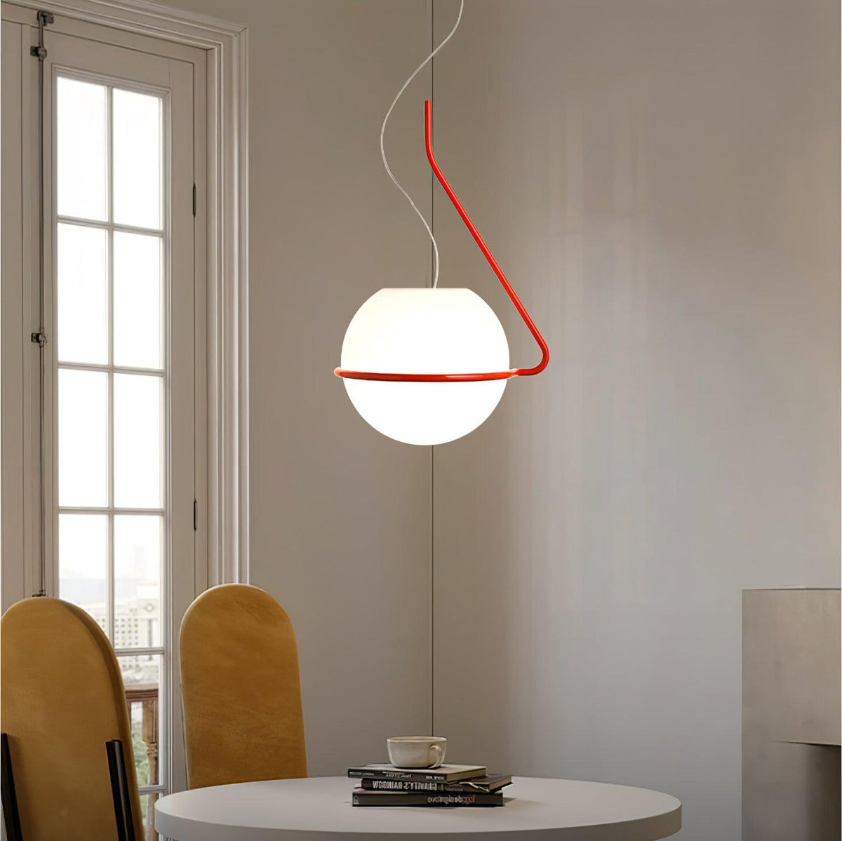 Runde minimalistische Glas-Deckenpendelleuchte — 40W E26-Fassung
