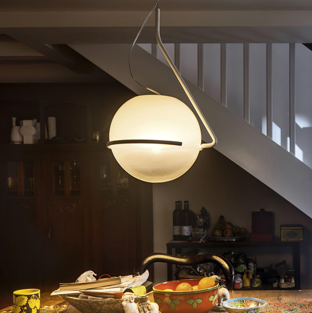 Runde minimalistische Glas-Deckenpendelleuchte — 40W E26-Fassung