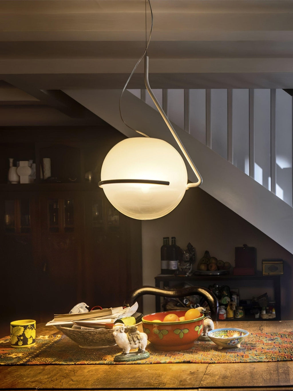 Runde minimalistische Glas-Deckenpendelleuchte — 40W E26-Fassung