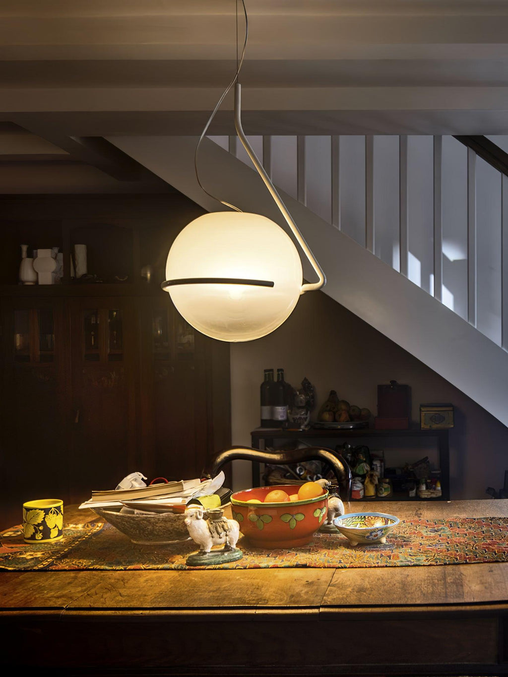 Runde minimalistische Glas-Deckenpendelleuchte — 40W E26-Fassung