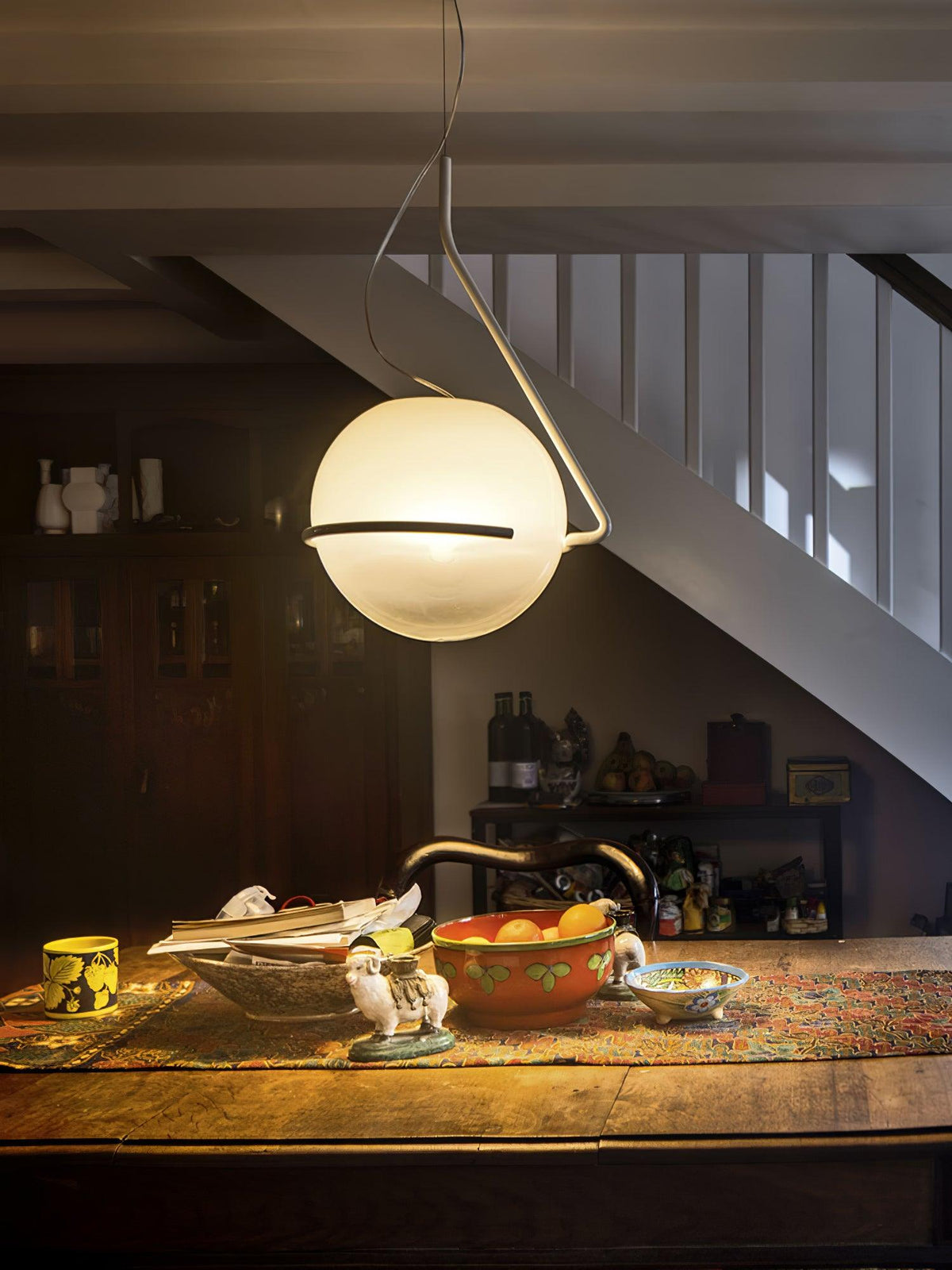 Runde minimalistische Glas-Deckenpendelleuchte — 40W E26-Fassung