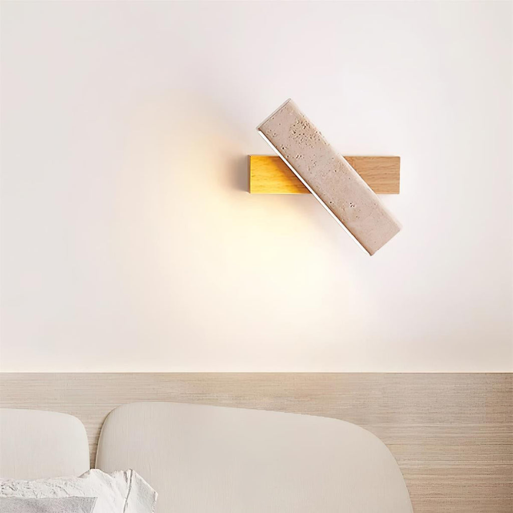 Orbit Travertine Wall Lamp — Rotating Bracket, Integrated Warm LED