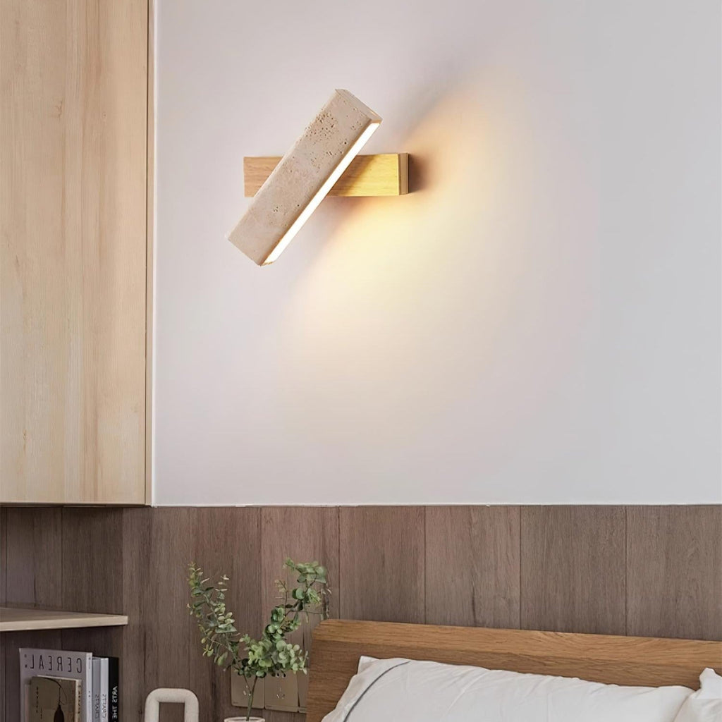 Orbit Travertine Wall Lamp — Rotating Bracket, Integrated Warm LED