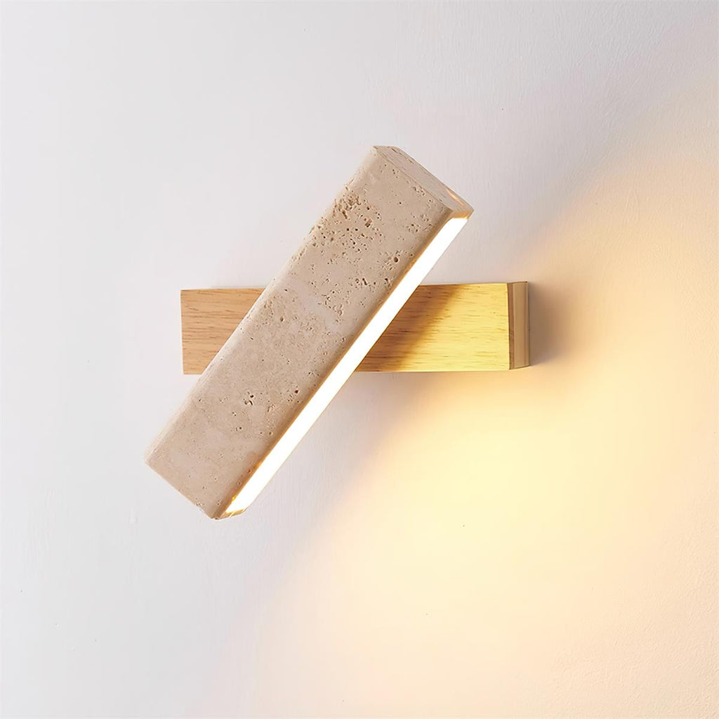 Orbit Travertine Wall Lamp — Rotating Bracket, Integrated Warm LED