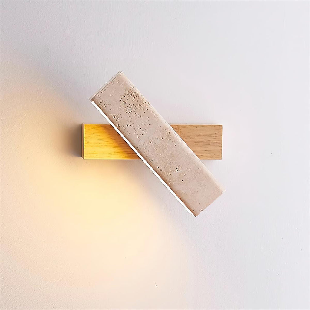 Orbit Travertine Wall Lamp — Rotating Bracket, Integrated Warm LED