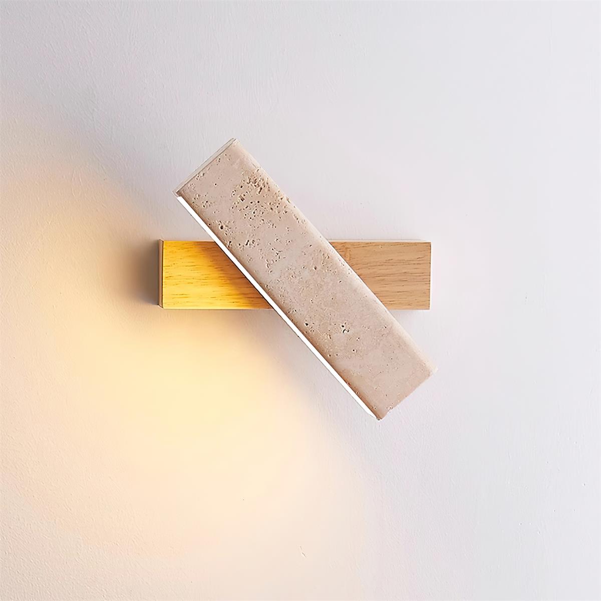 Orbit Travertine Wall Lamp — Rotating Bracket, Integrated Warm LED