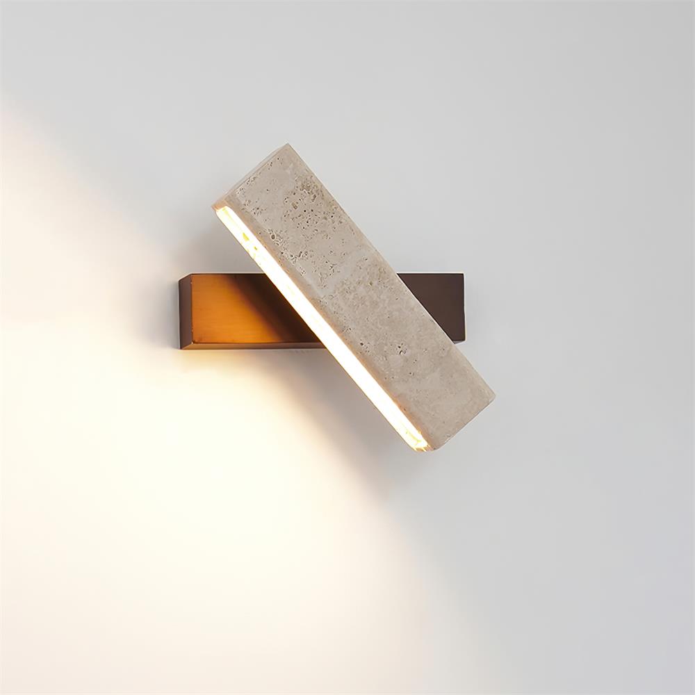 Orbit Travertine Wall Lamp — Rotating Bracket, Integrated Warm LED