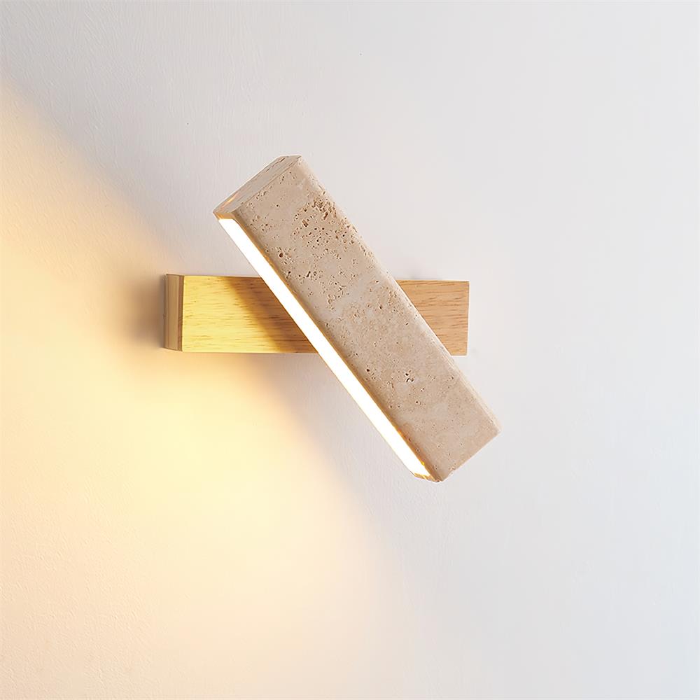 Orbit Travertine Wall Lamp — Rotating Bracket, Integrated Warm LED