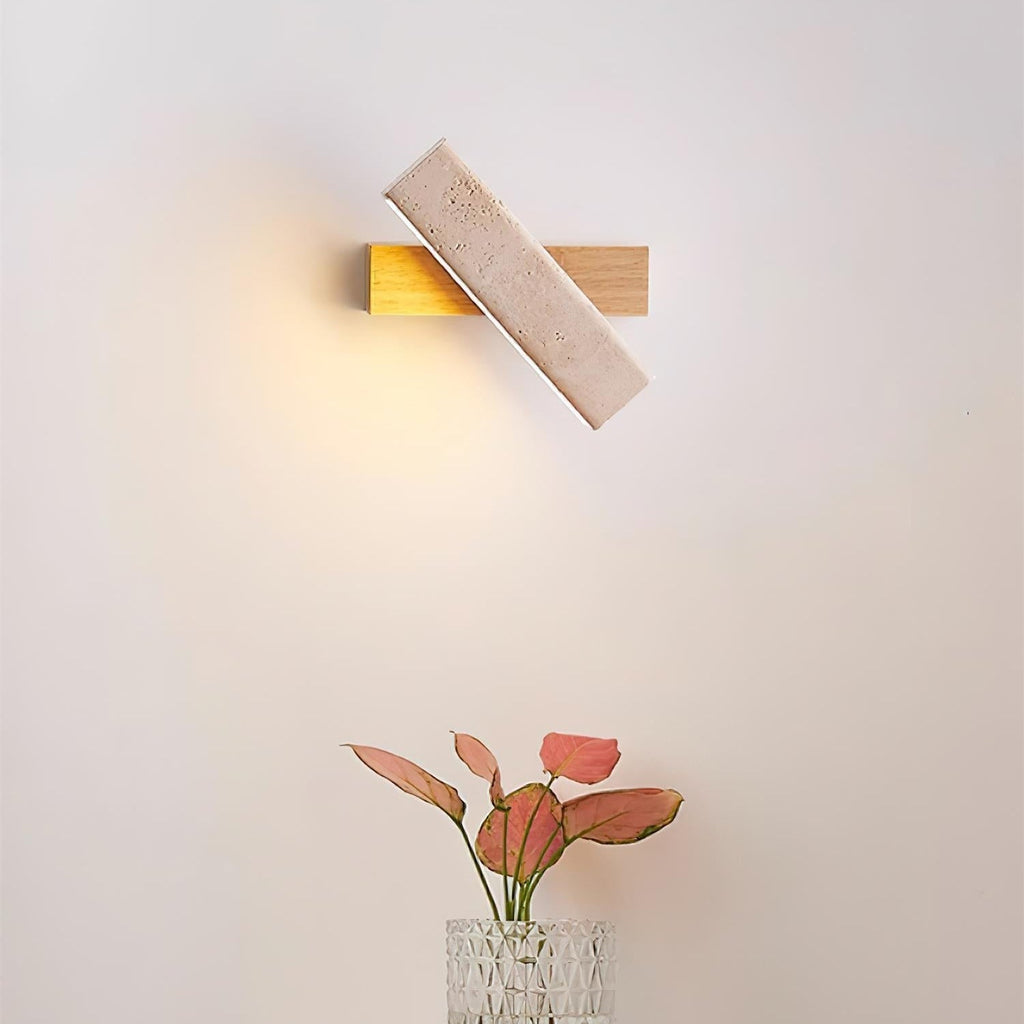 Orbit Travertine Wall Lamp — Rotating Bracket, Integrated Warm LED