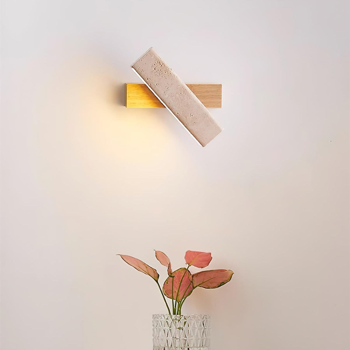 Orbit Travertine Wall Lamp — Rotating Bracket, Integrated Warm LED