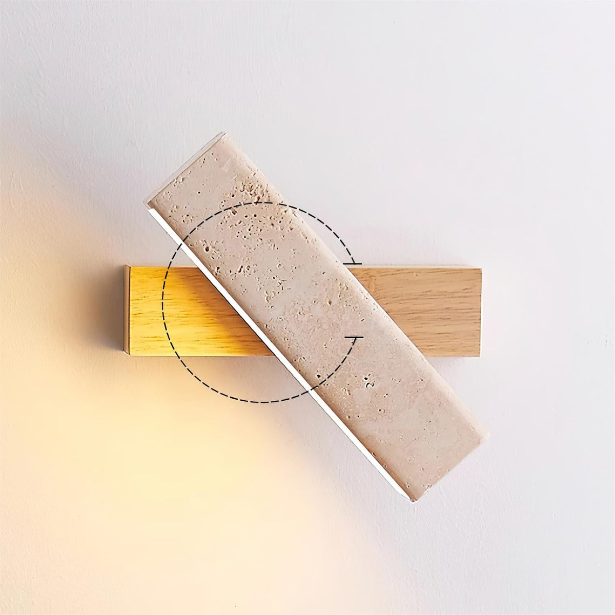 Orbit Travertine Wall Lamp — Rotating Bracket, Integrated Warm LED