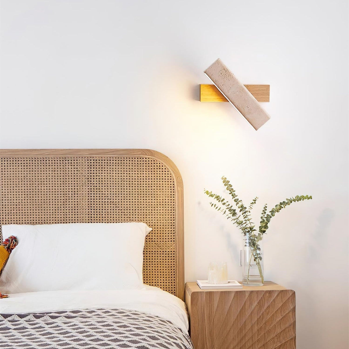 Orbit Travertine Wall Lamp — Rotating Bracket, Integrated Warm LED