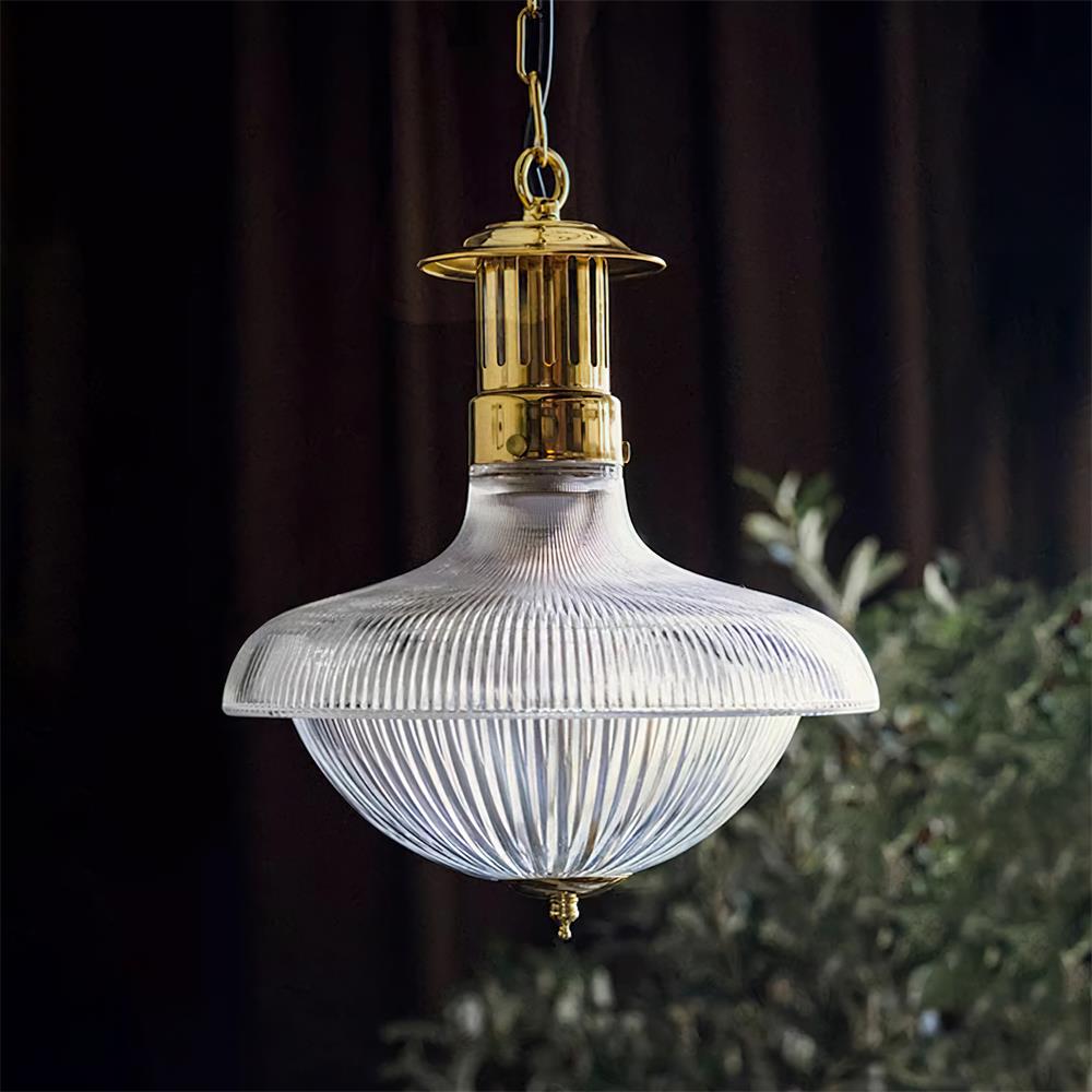 Sufitowa lampa wisząca Orvel z przezroczystego ryflowanego szkła, 30cm