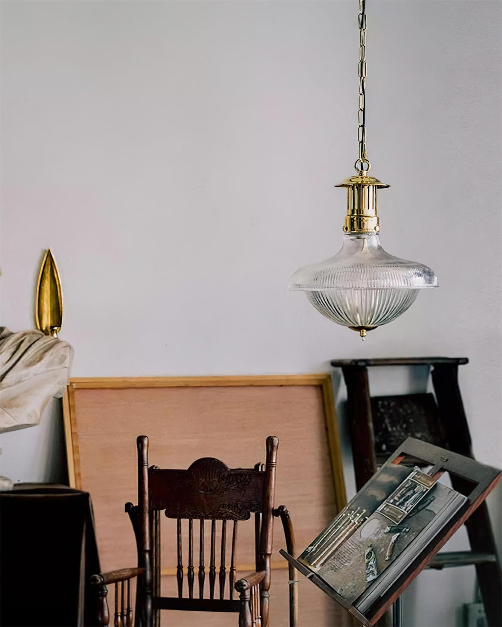 Sufitowa lampa wisząca Orvel z przezroczystego ryflowanego szkła, 30cm