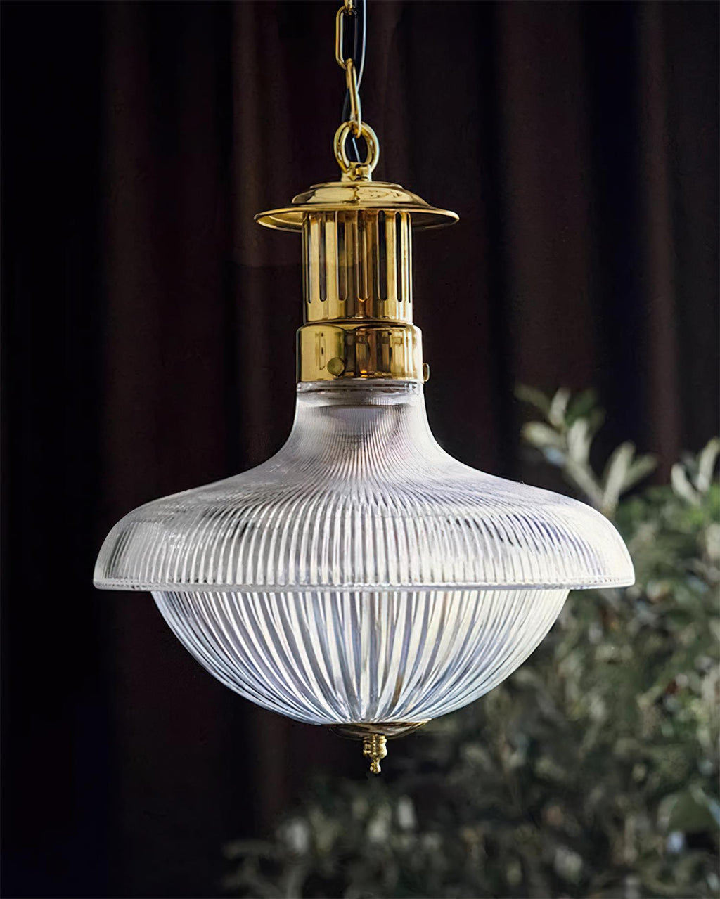 Sufitowa lampa wisząca Orvel z przezroczystego ryflowanego szkła, 30cm