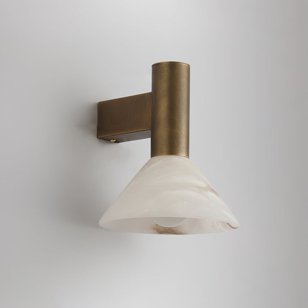 Eurnoria konisk væglampe i alabaster — Ø 18 cm x H 20 cm, E26-fatning