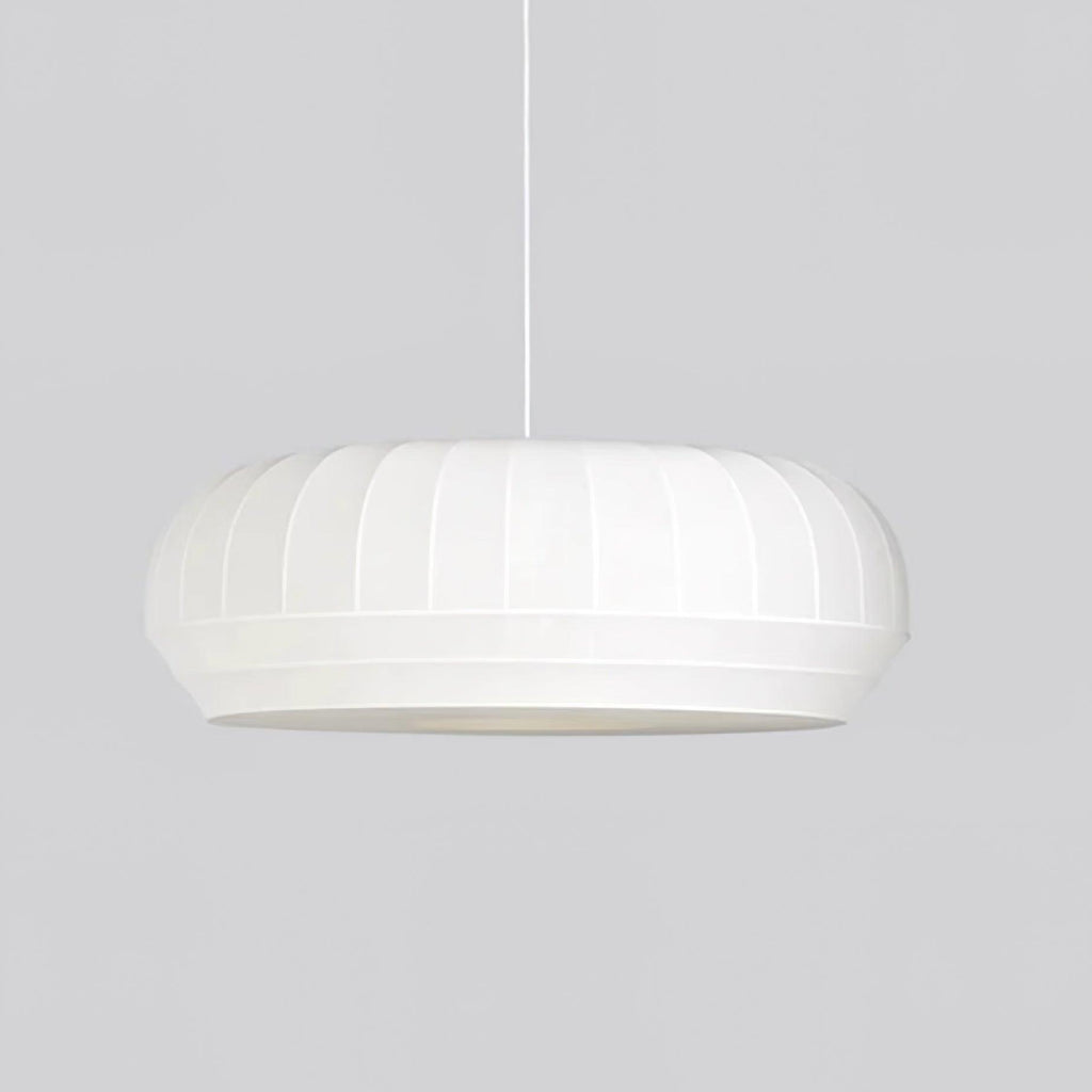 Pendant Lamp Silk Shade White Fabric Vertical Lines Soft Modern Minimalist - Neutralighting