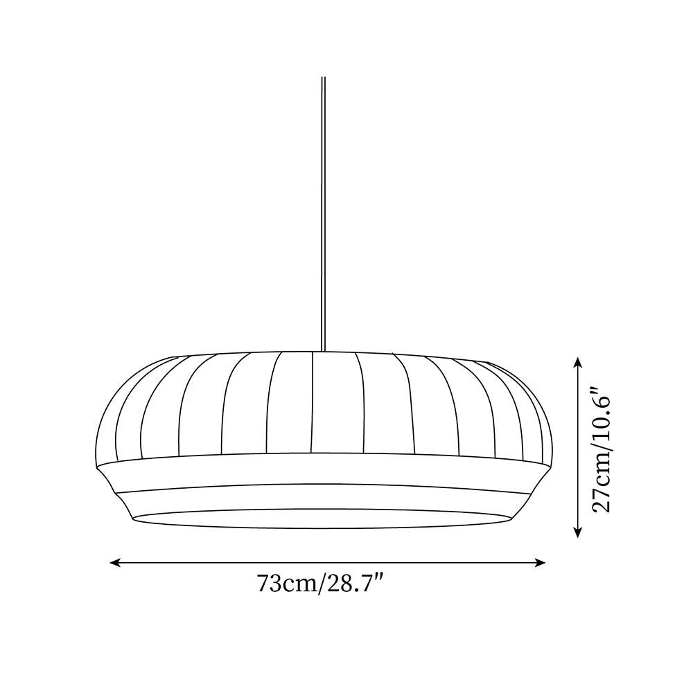 Moderne minimalistische hanglamp — witte zijden kap, verticale lijnen