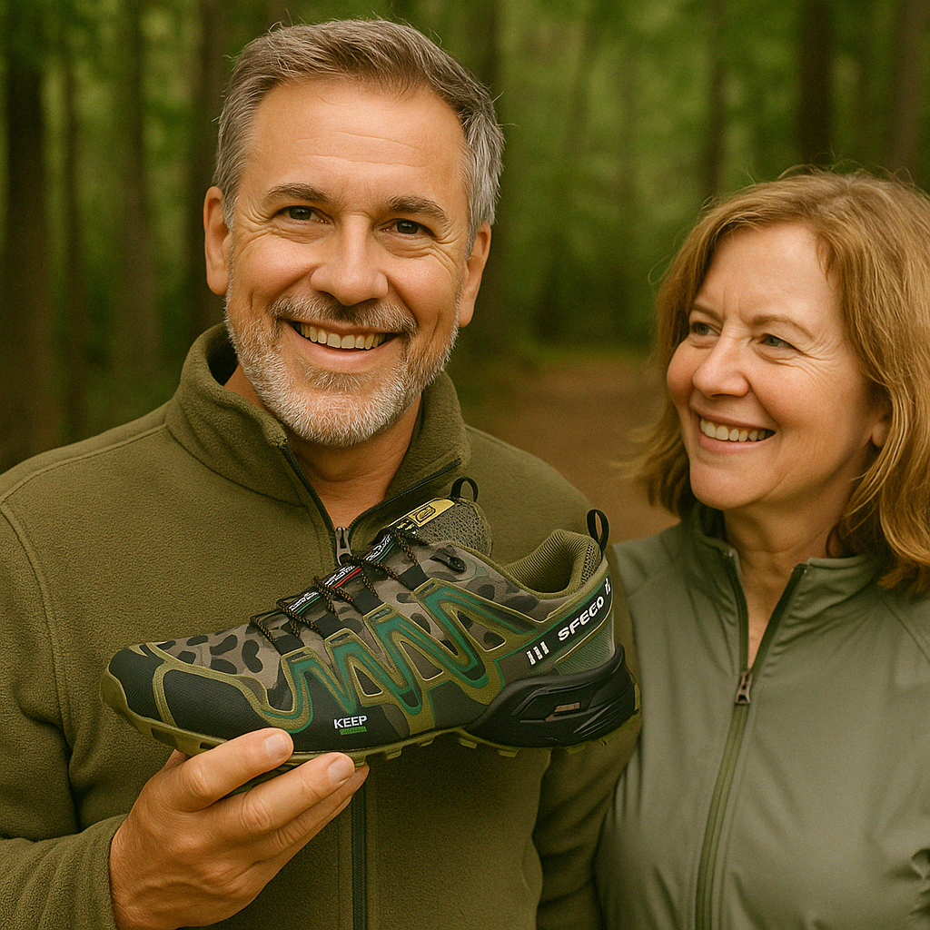 Chaussures de course sur sentier camouflage avec laçage rapide et adhérence légère