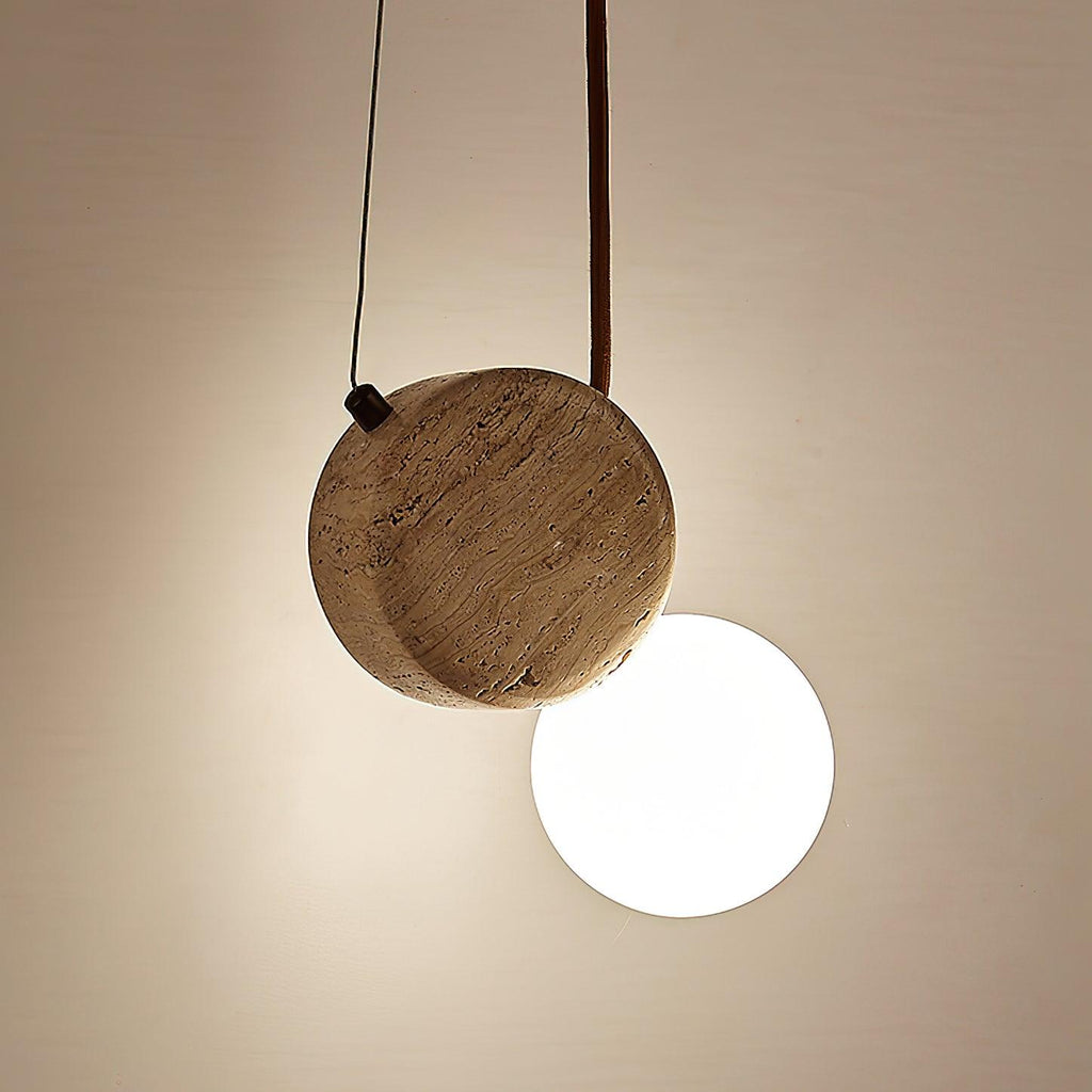 Tranquil Glow minimalistische Pendelleuchte aus Travertin – Durchmesser 4.3 Inch, G9-Fassung, dimmbar